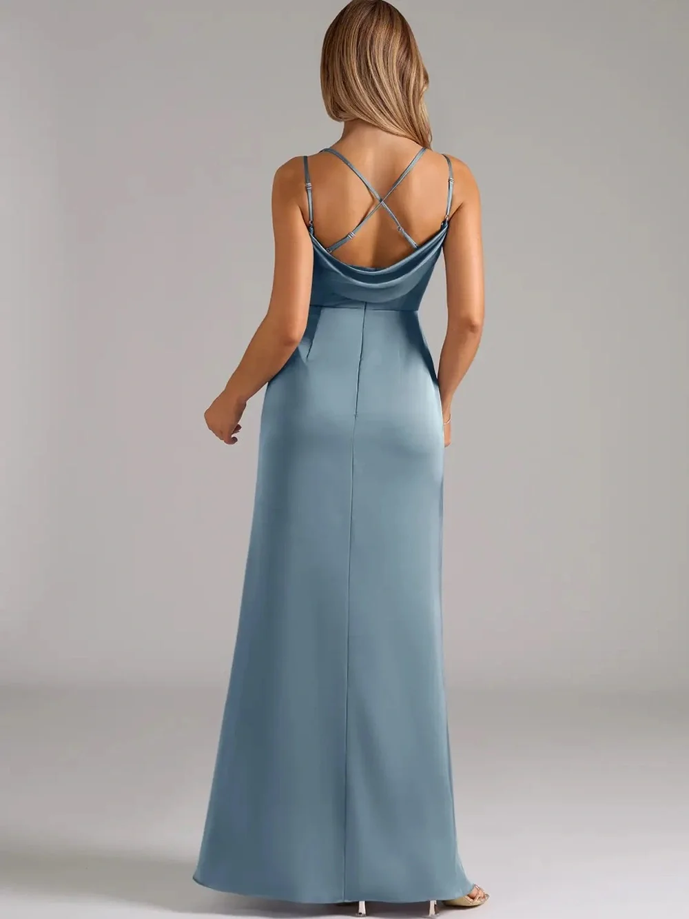 Azazie Callan Bridesmaid Dress size A6 dusty blue NEW! - Picture 2 of 10